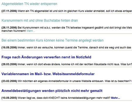 Blick auf FAQ-Liste