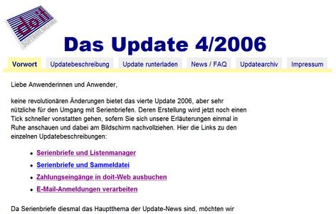 Blick auf Updateseite